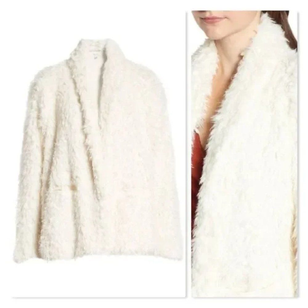 LOVE, FIRE Woobie Teddy Cozy Jacket - size XS in Ivory.